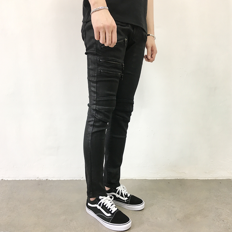 Korea Jeans Pants Zeng Da Shap Men's Zipper Bla