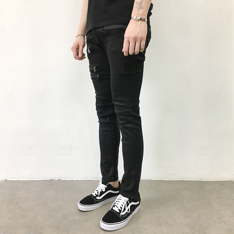 Korea Jeans Pants Zeng Da Shap Men's Zipper Bla