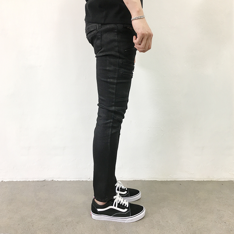 Korea Jeans Pants Zeng Da Shap Men's Zipper Bla