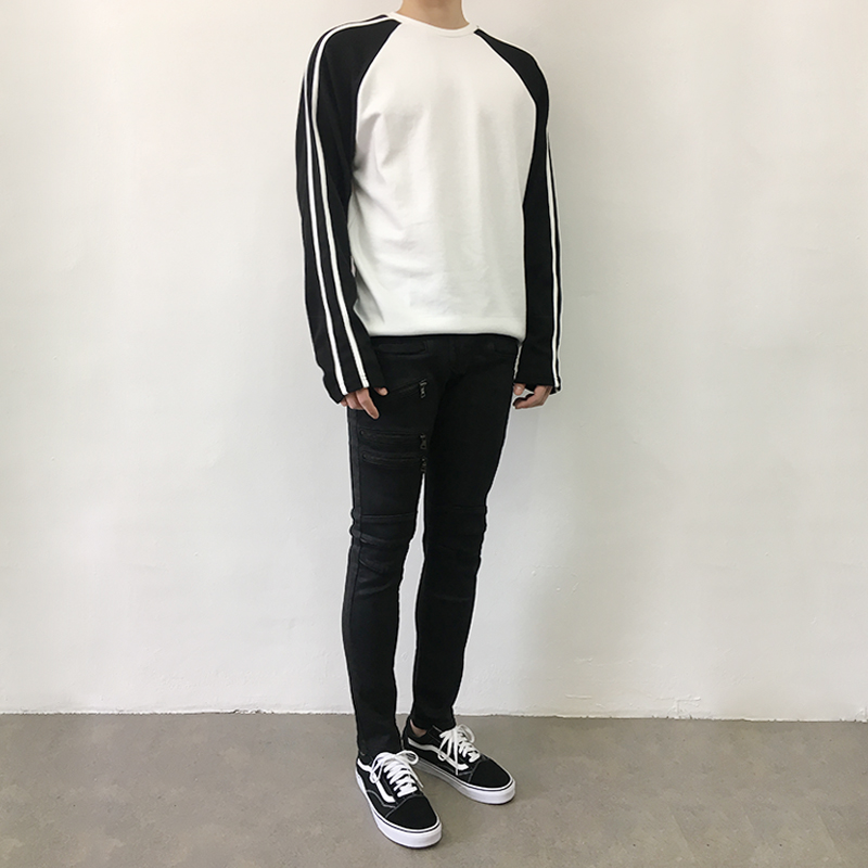 Korea Jeans Pants Zeng Da Shap Men's Zipper Bla