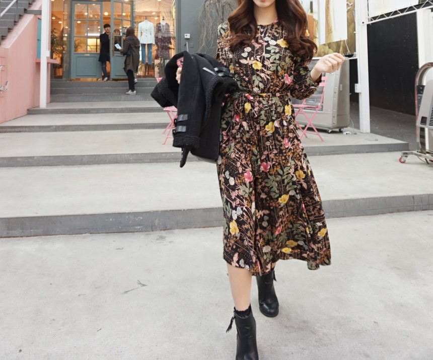 New Women Dress Flower Long Long Dress Floral Long