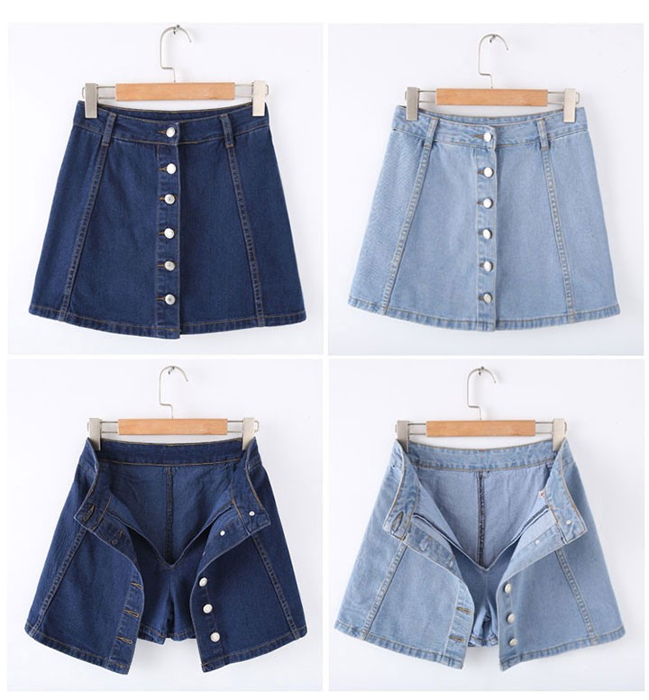 Denim Skirt denim button A line purple jeans helme