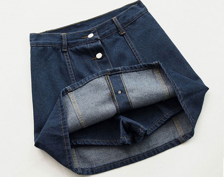 Denim Skirt denim button A line purple jeans helme