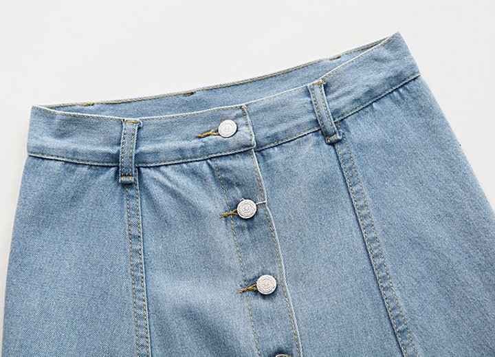 Denim Skirt denim button A line purple jeans helme