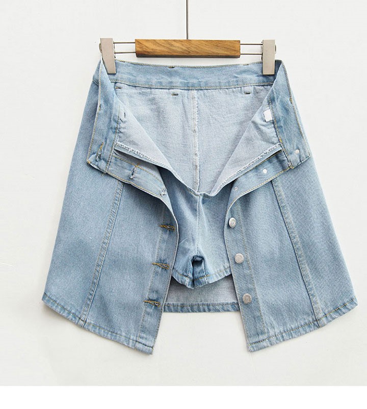 Denim Skirt denim button A line purple jeans helme