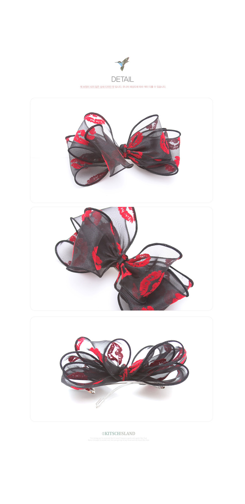 NEW HAIR CLIP HOOP Black Red Lip Ribbon Hairpin Bu