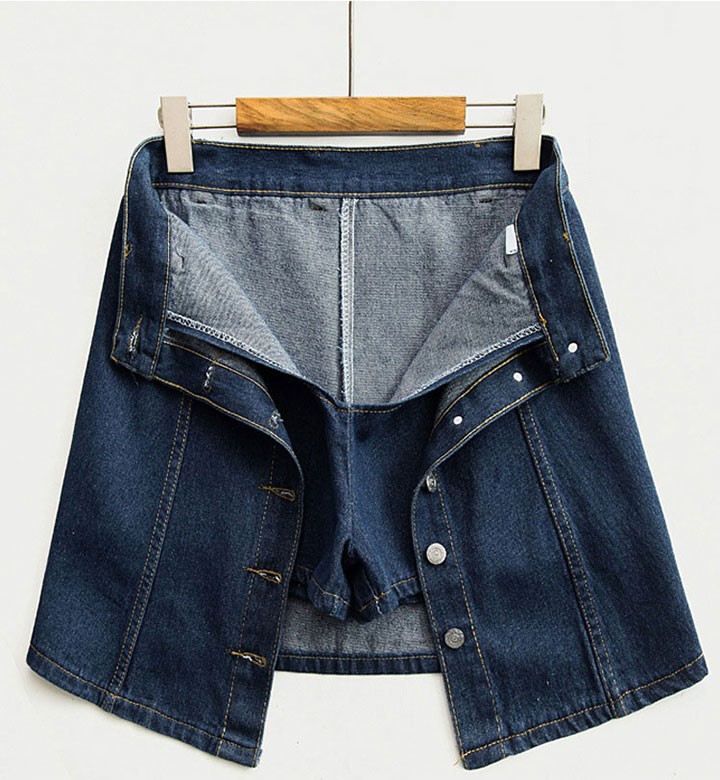 Denim Skirt denim button A line purple jeans helme