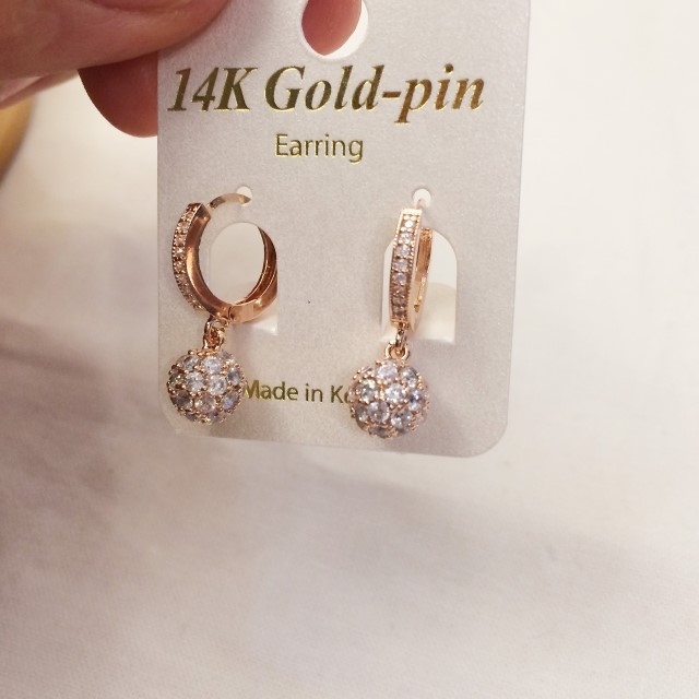 <b><p>14K Gold pin One touch Mirror ball eag hook</p></b><b><p>14K ゴールドピン ワンタッチ ミラーボ イヤリング フック キュービボ</p></b><br /><br /><p align='center'>