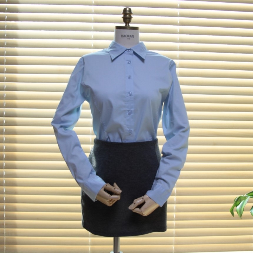 Women's white two-color shirt 44 Size 120 Basic