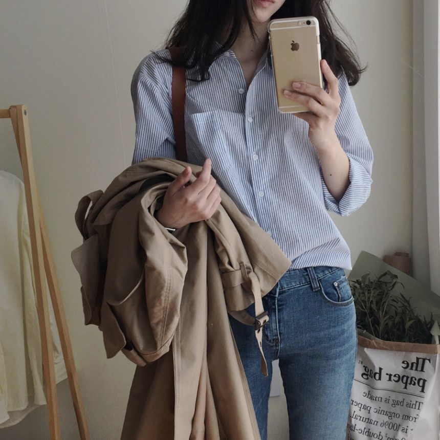 Striped shirt blouse feminine girl BASIC