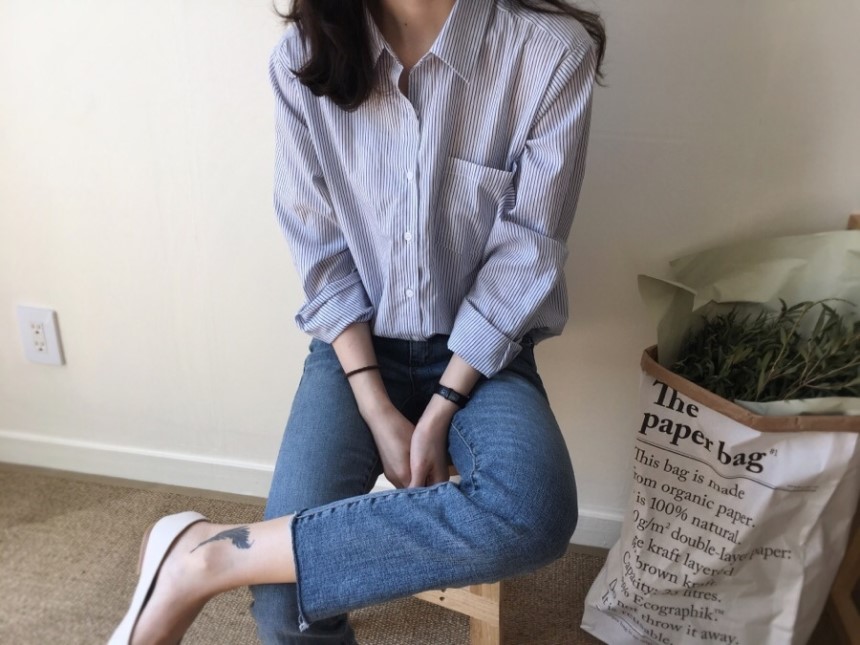 Striped shirt blouse feminine girl BASIC