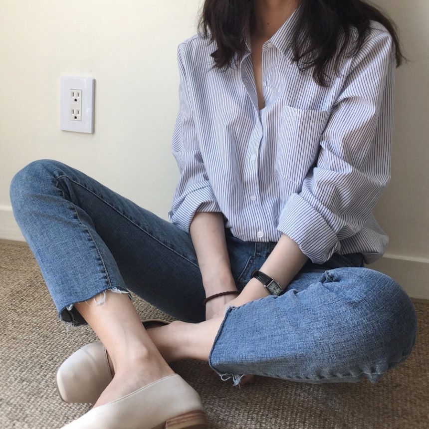 Striped shirt blouse feminine girl BASIC