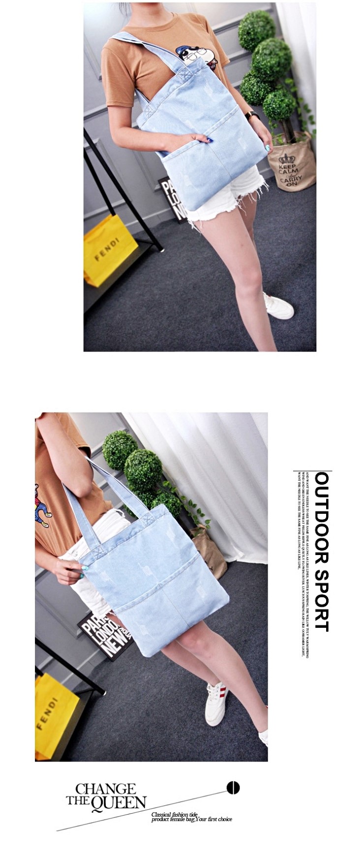 NEW ECO BAG Eco-Back-to-Pocket Denim Scratch Liao 