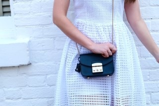 New Gold Buckle Chain Mini Cross Back White Women 