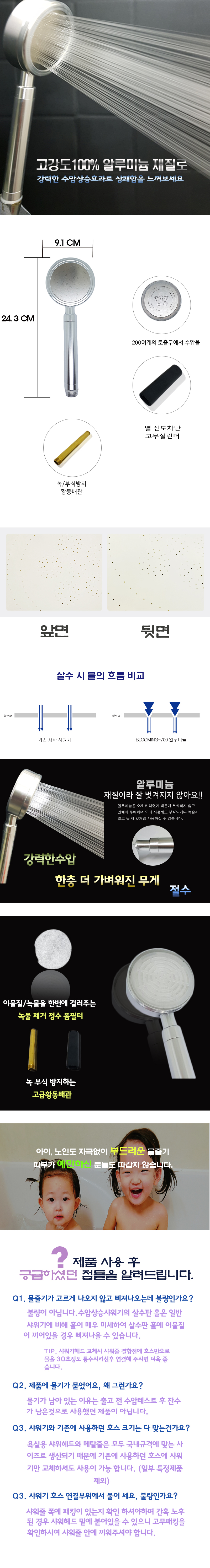 NEW POWERFUL SHOWERHEAD Triple Hydraulic Aluminum 