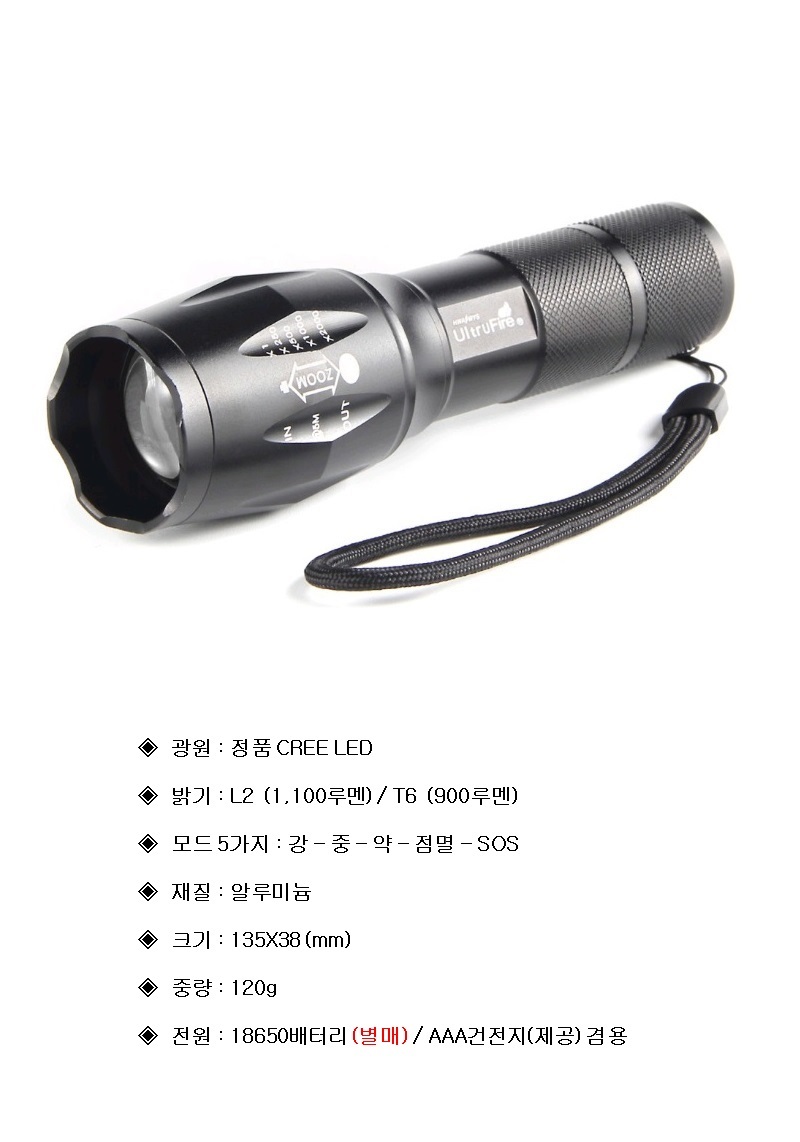 New Bicycle Tool Ultra Fire LED Flashlight Zoom Li