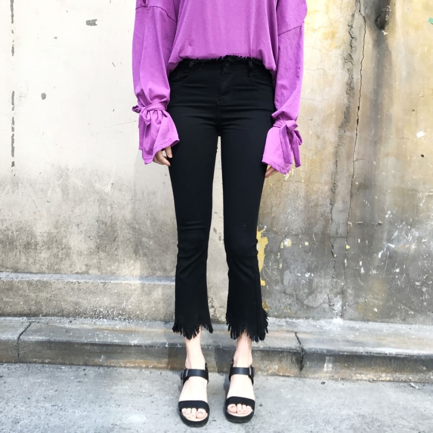 Women Jeans Pants Skirts Boots Cut Pants 2color Je