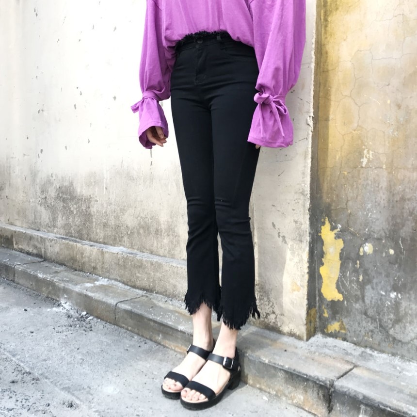 Women Jeans Pants Skirts Boots Cut Pants 2color Je