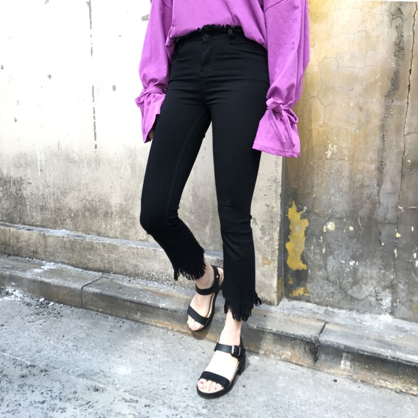 Women Jeans Pants Skirts Boots Cut Pants 2color Je