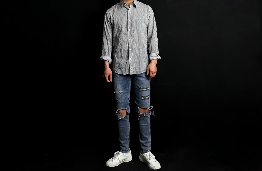 Korea Jeans Pants Men's Damage Kite Jeans Coord