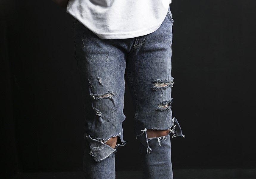 Korea Jeans Pants Men's Damage Kite Jeans Coord