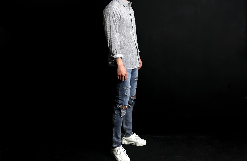 Korea Jeans Pants Men's Damage Kite Jeans Coord