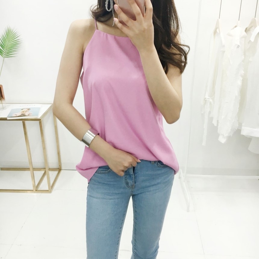 NEW FASHION LADY GIRL Blouse Thong Halter Navy Pin