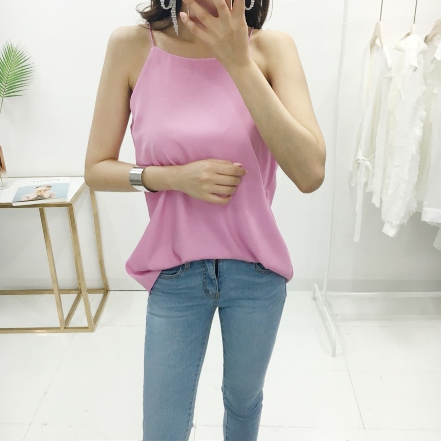 NEW FASHION LADY GIRL Blouse Thong Halter Navy Pin