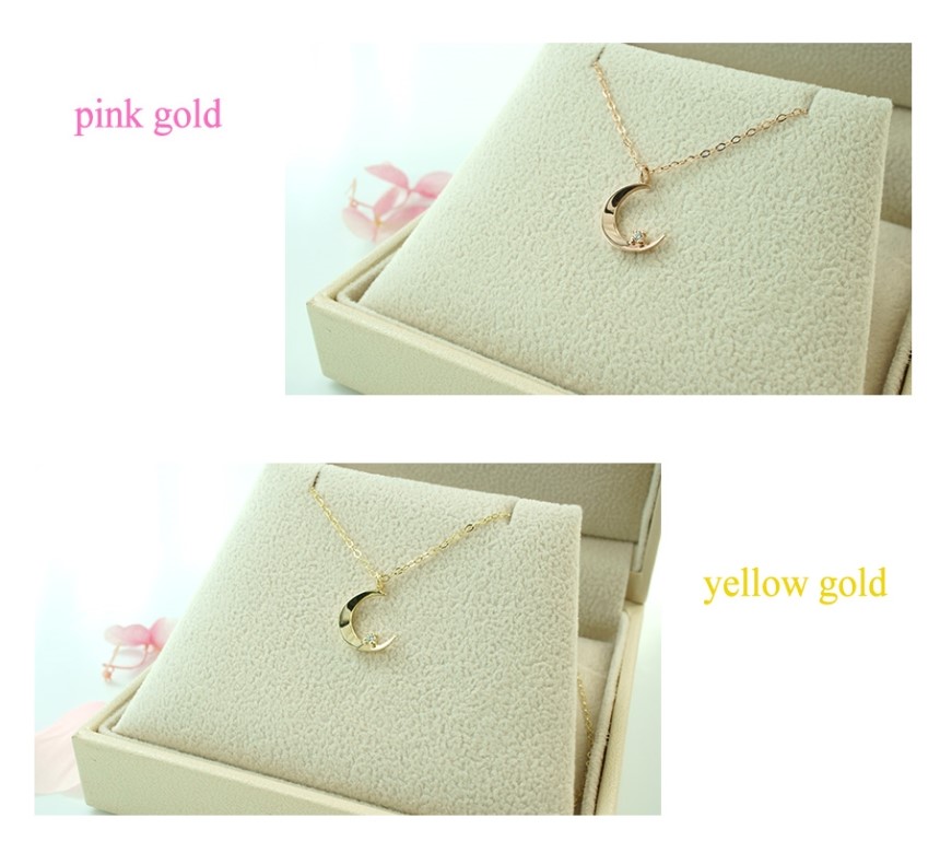 Crescent moon necklace female 14k rose gold woman 