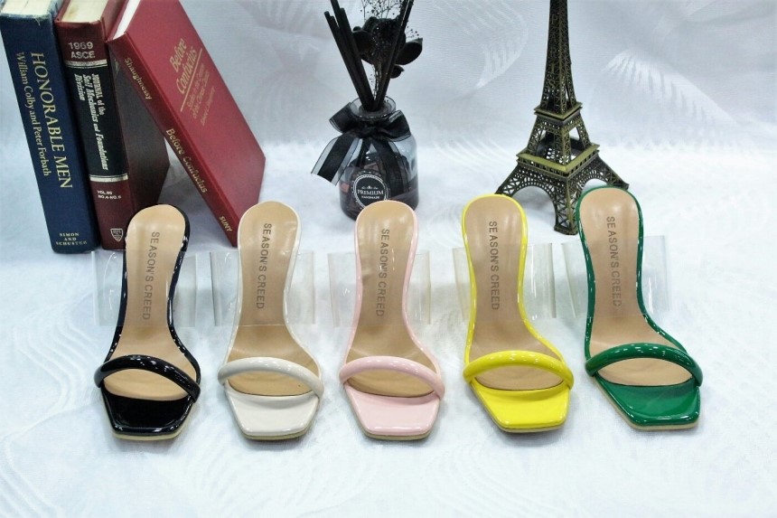 Transparent strap wedge heel 8cm mule slipper heel