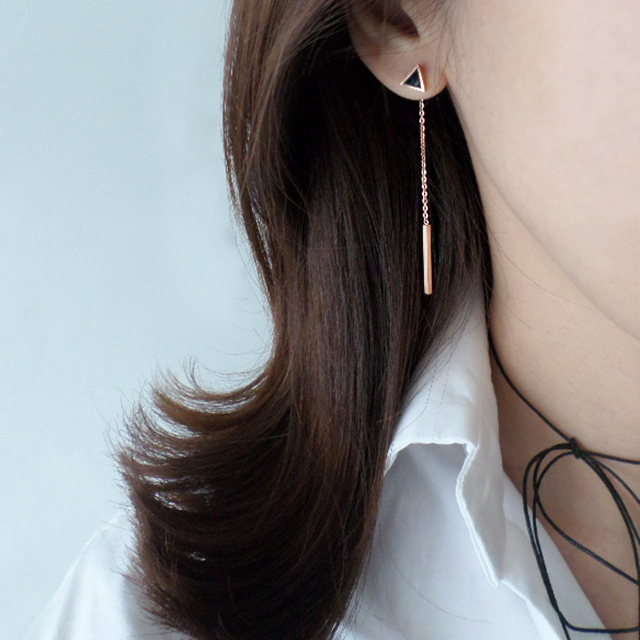 <b><p>Suical Steel chain Long drop earrg Rose Gold</p></b><b><p>サージカルスチール チェーン ロングドロップ イヤリ ローズゴド ホワイト 無変色</p></b><br /><br /><p align='center'>