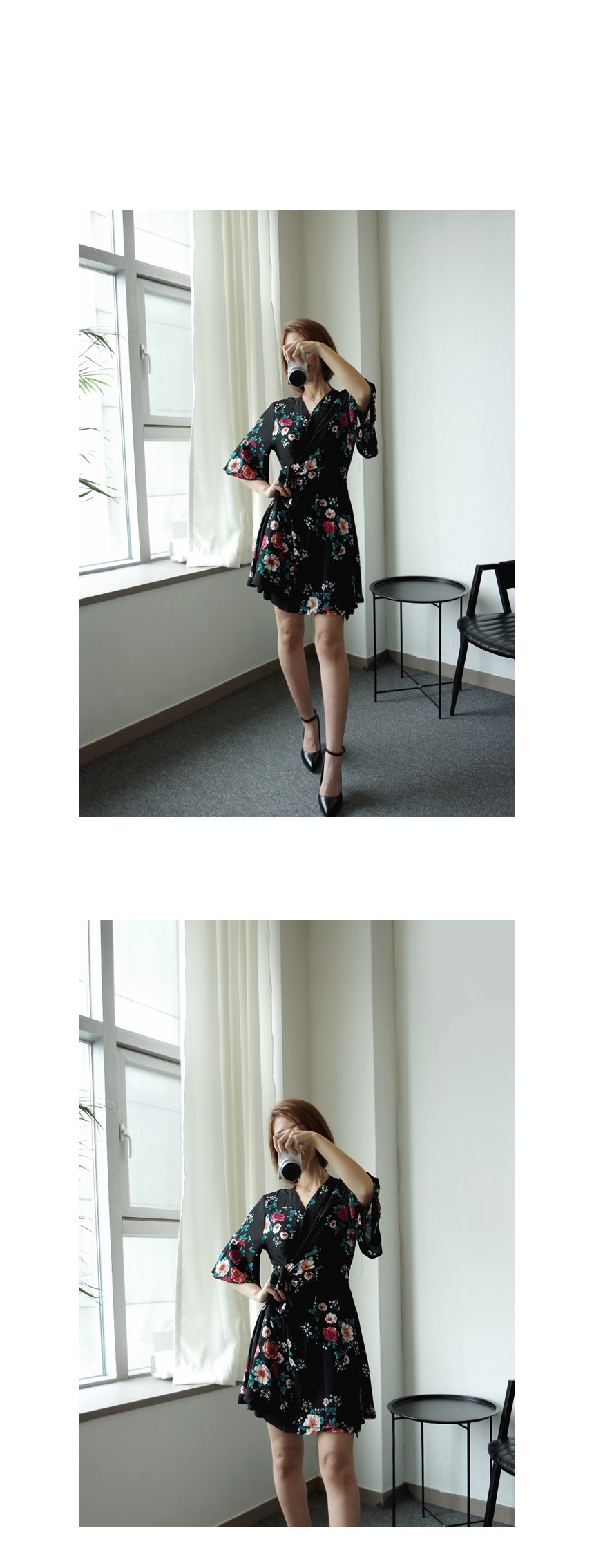 New Women Dress Flower Chiffon Wrap Dress Summer W