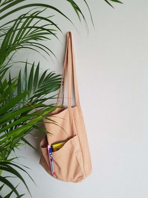 Green to Pocket Plain Linen Eco Bag Navy Pitch Pin