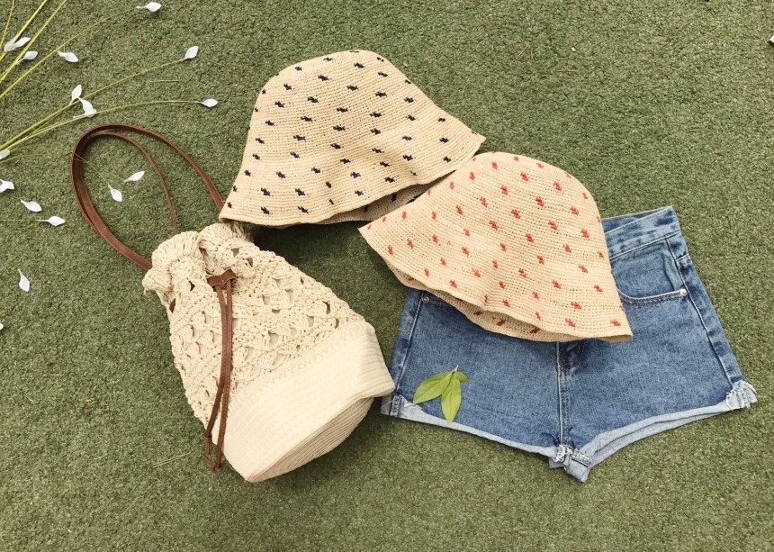 New Hat Dot Raffia Hat Straw Hat 4color Panama Hat