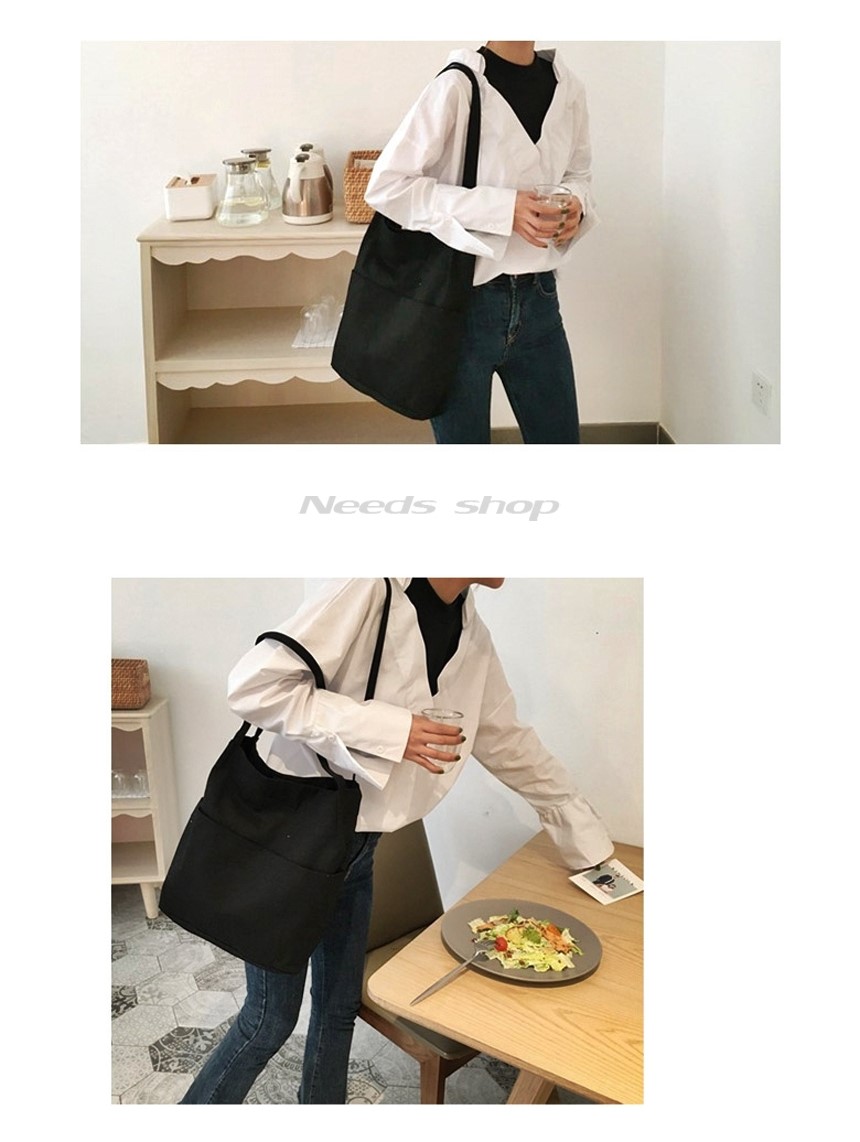 Plain Shoulder Eco Bag Cloth Canvas Bag Men Women 
