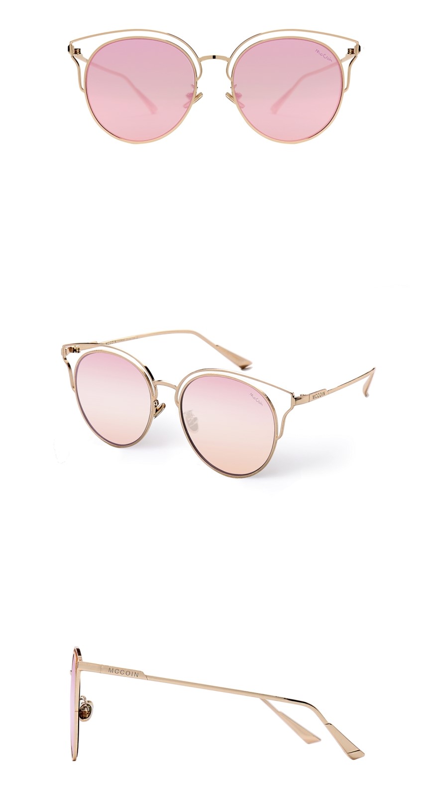 NEW FASHION SUNGLASSES Ai Eye 02 Gold Metal Pink M