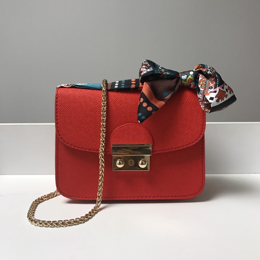 New Gold Buckle Chain Mini Cross Back White Women 