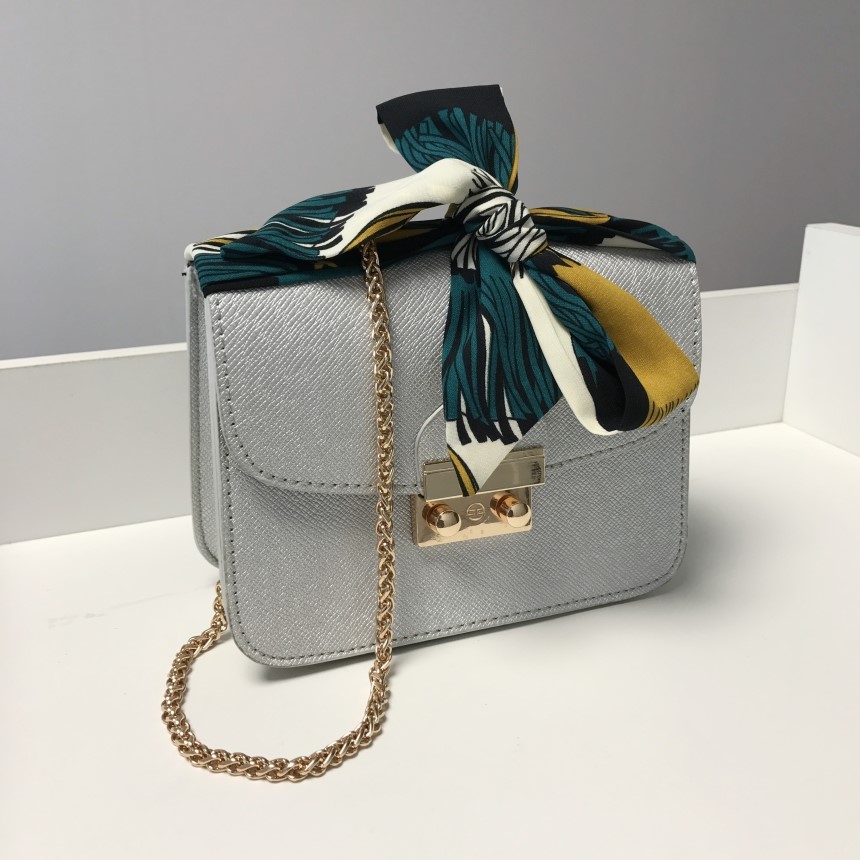 New Gold Buckle Chain Mini Cross Back White Women 