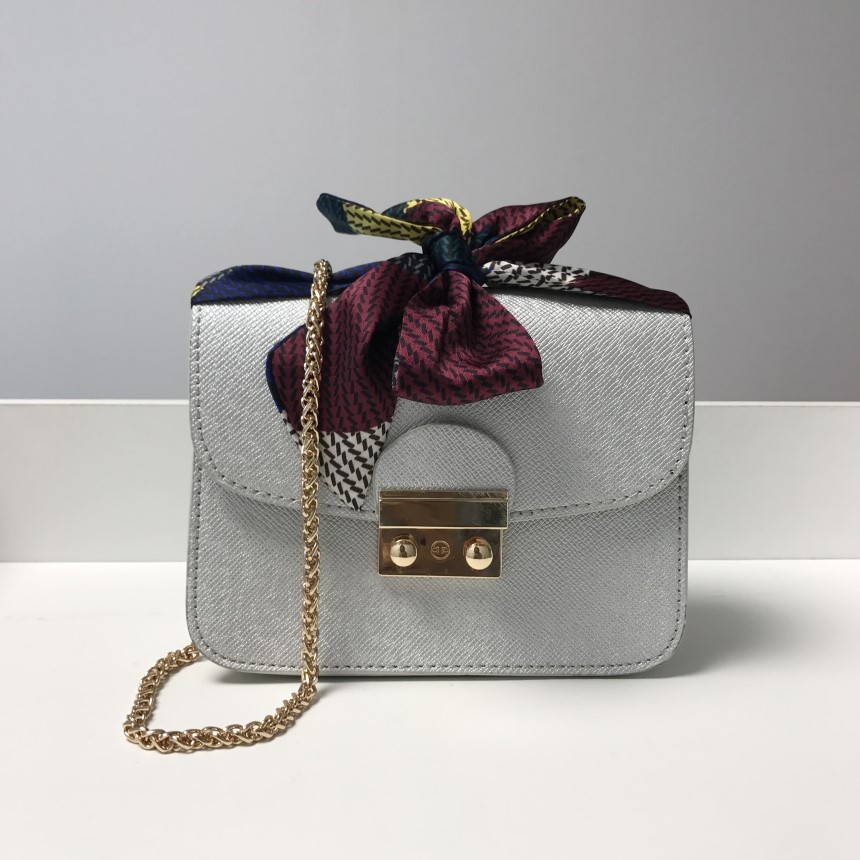 New Gold Buckle Chain Mini Cross Back White Women 