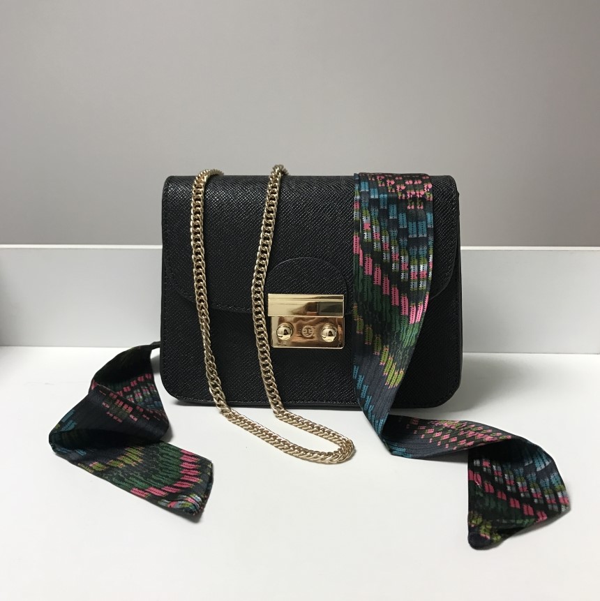 New Gold Buckle Chain Mini Cross Back White Women 