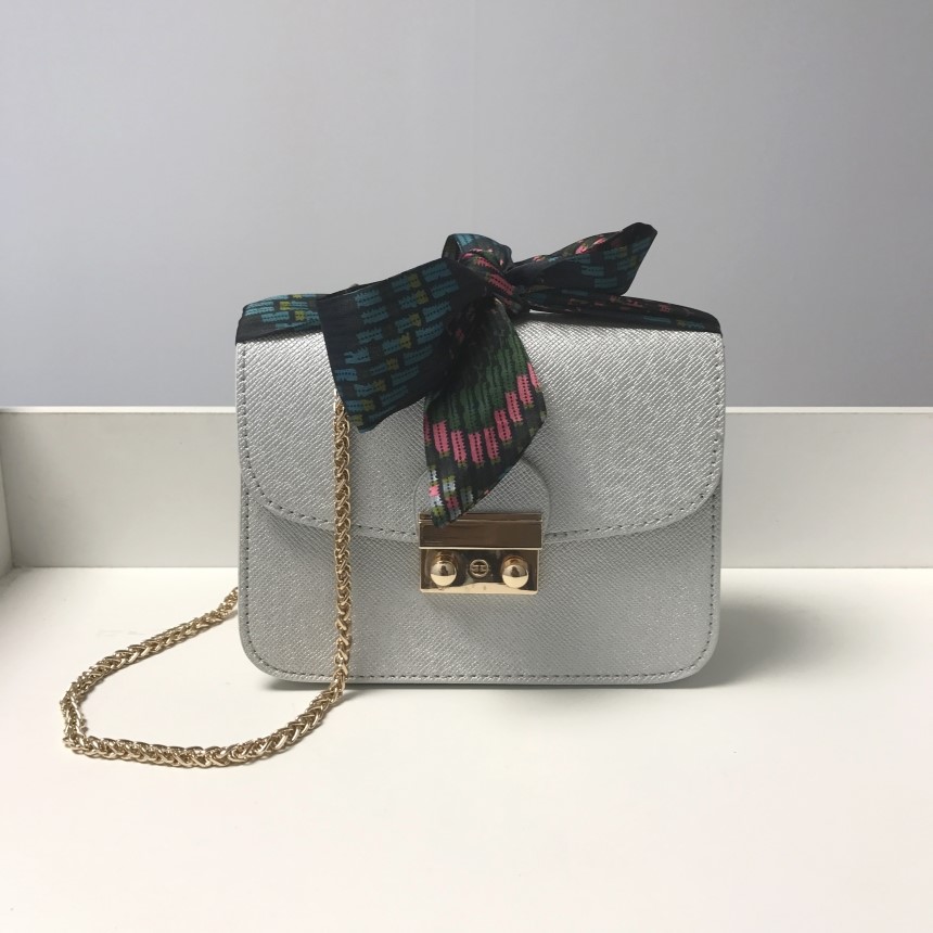 New Gold Buckle Chain Mini Cross Back White Women 