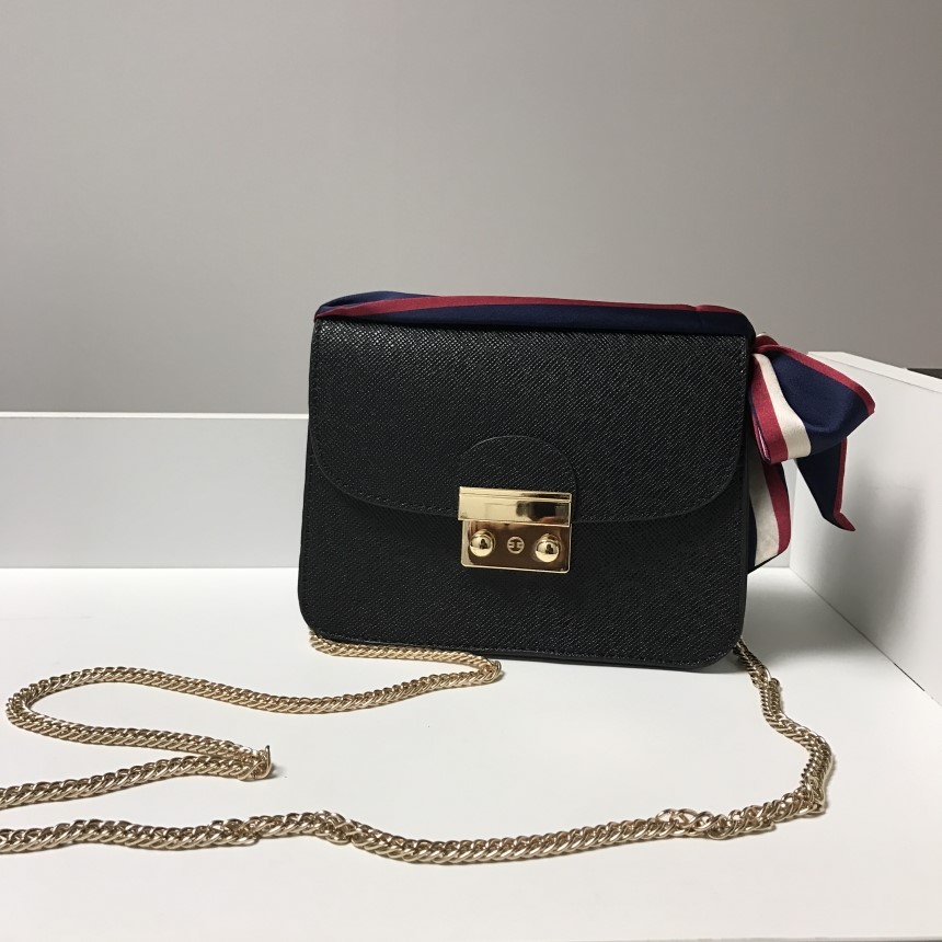 New Gold Buckle Chain Mini Cross Back White Women 