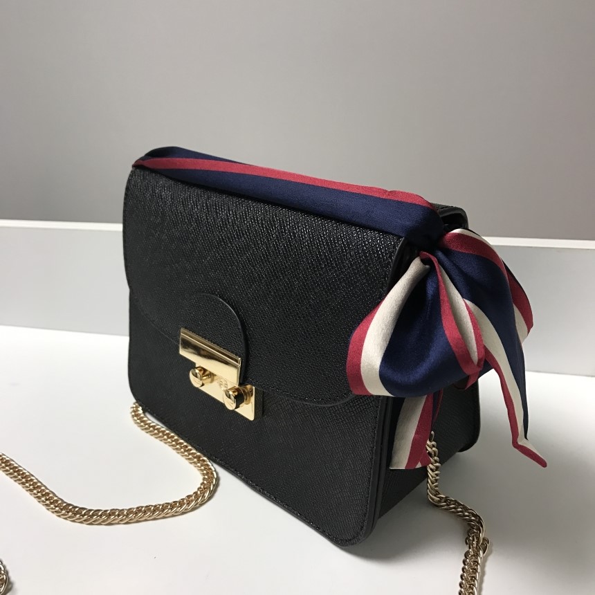 New Gold Buckle Chain Mini Cross Back White Women 