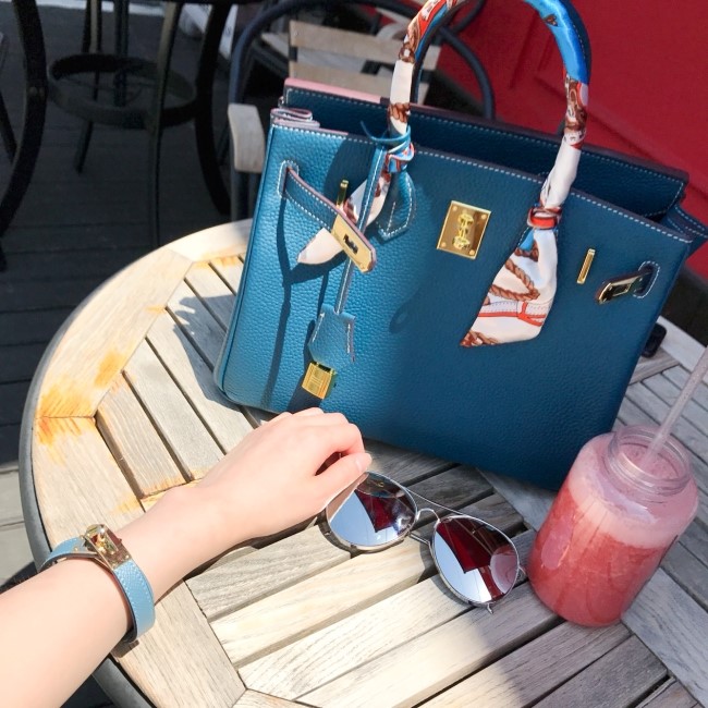 New Women's Bags Cowhide Birkin Bag Summer Tote