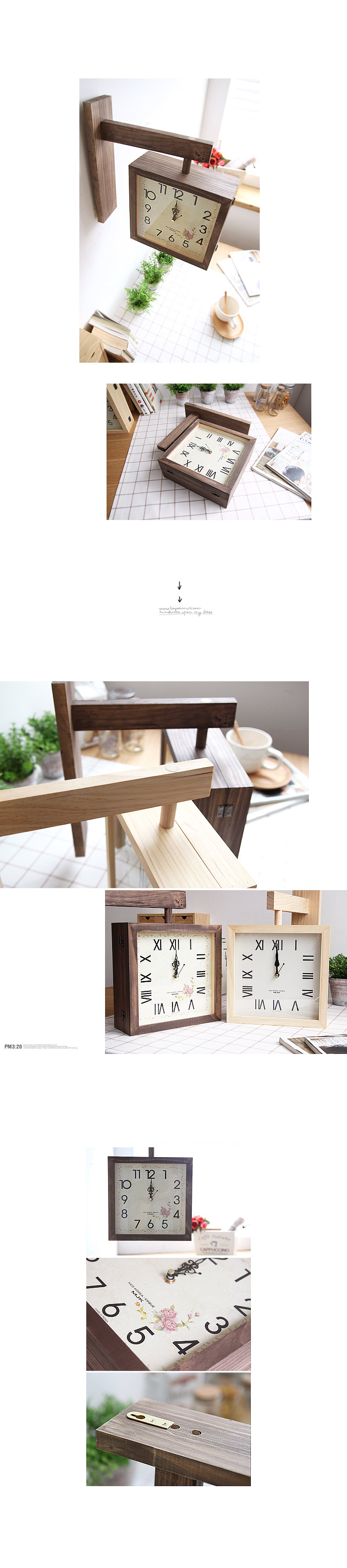 Wall clock with double-sided wooden house honeymoo