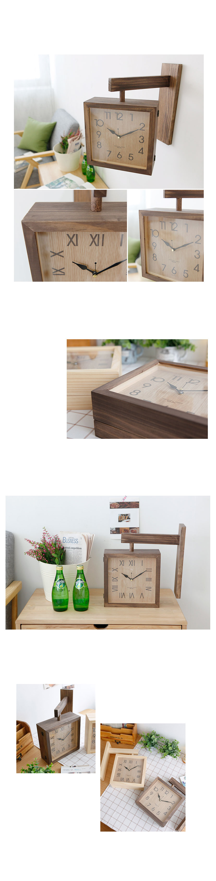 Wall clock with double-sided wooden house honeymoo