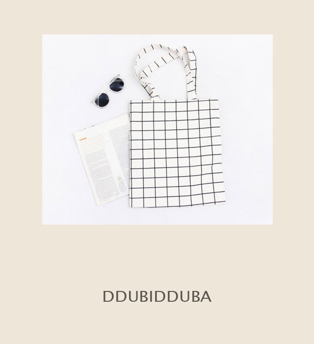 Unisex black simple eco-bag 3color linen check dur