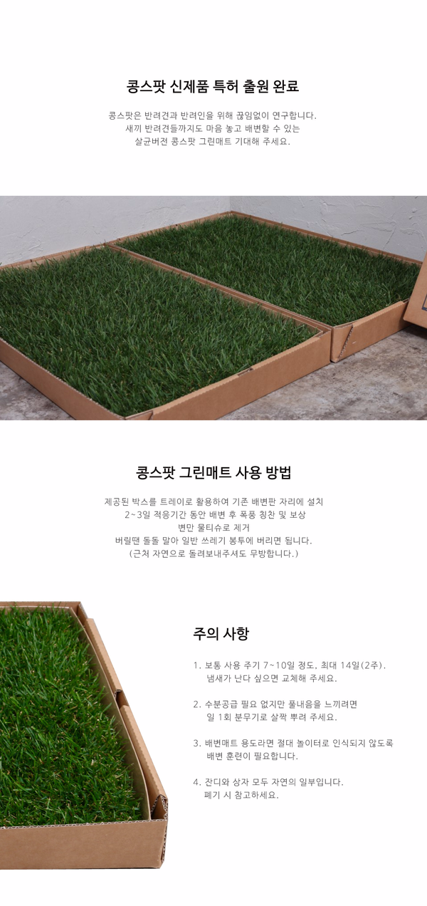 Medium Natural Grass Dog Pads Bean Spot Green Matt