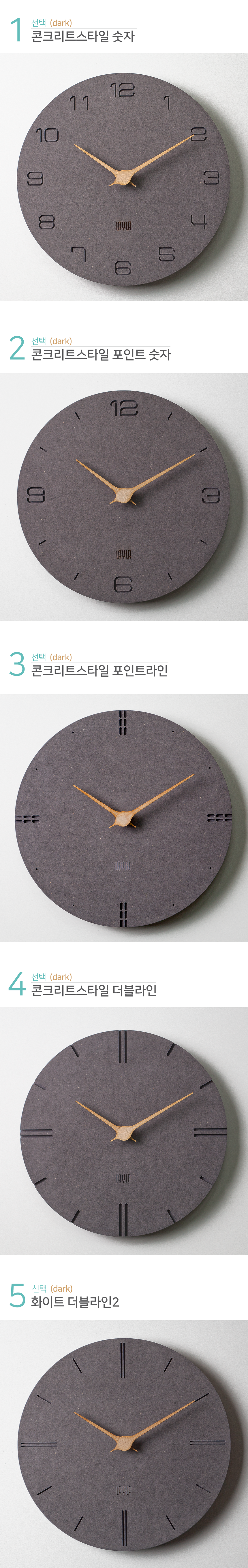 Concrete style noiseless number wall clock dark de