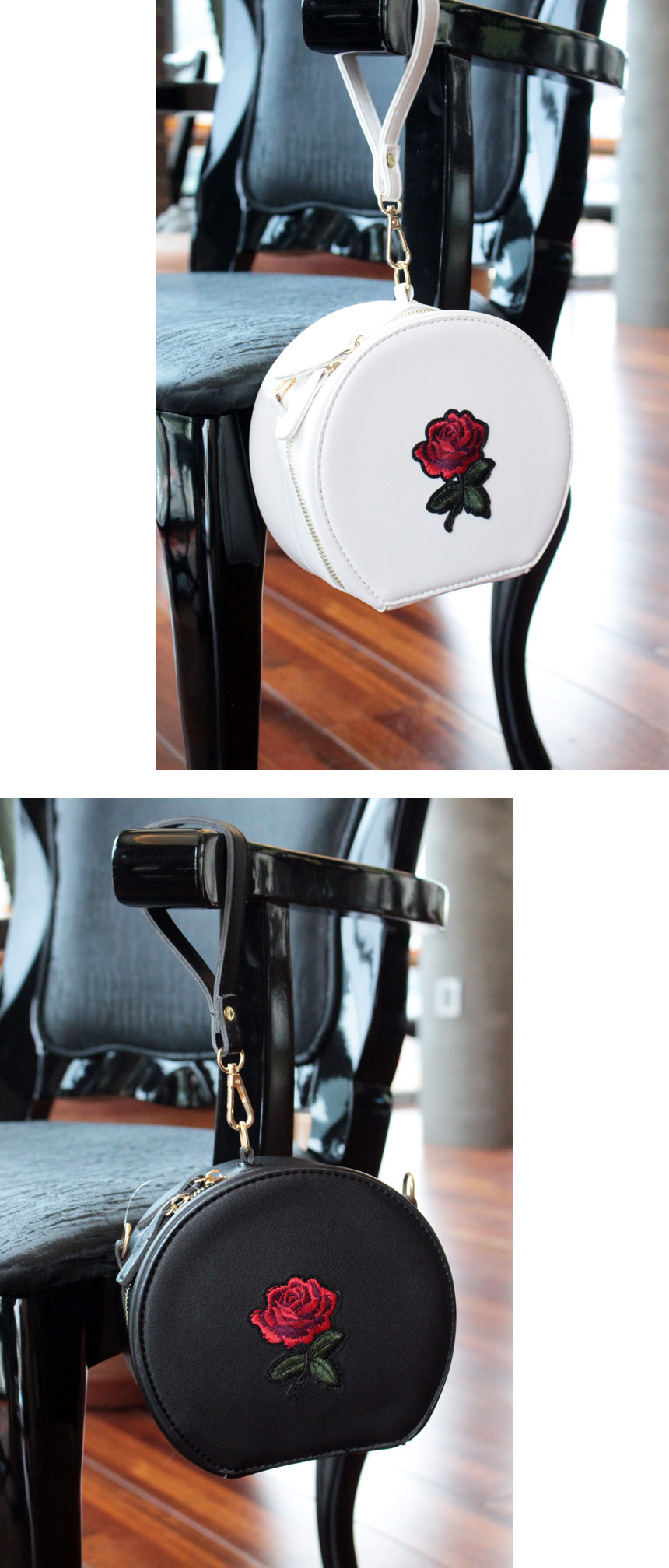 New Rose embroidered Tambourine mini cross back 3c